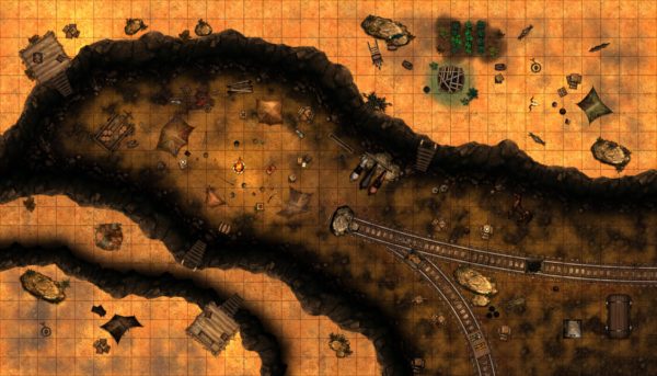 A map of a wild west campsite, created in Arkenforge