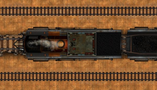 A map of a wild west steam train, created in Arkenforge