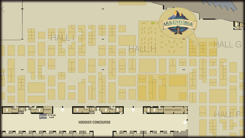 The location of the Arkenforge booth on the map of Gencon 21