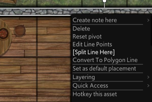Split Line Here menu option highlighted